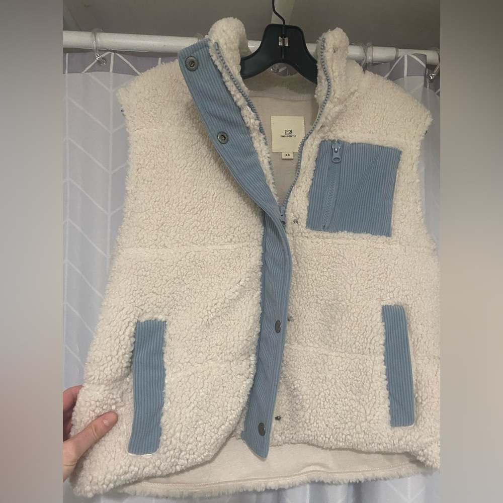 Thread & Supply Cream and Blue Vest